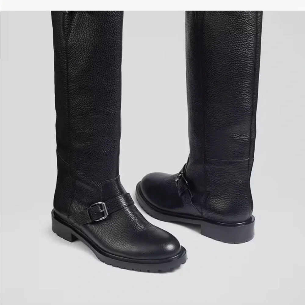 LK Bennett Noemi Classic Black Leather Knee-High Riding Boots women 36